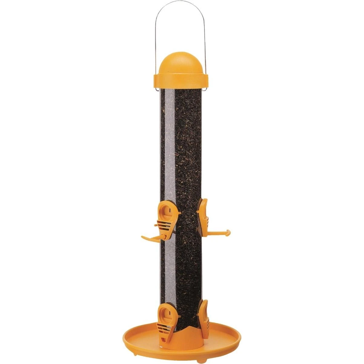 16 Inch Thistle Seed Tube Bird Feeder With Yellow Cap And Seed Catcher Tray