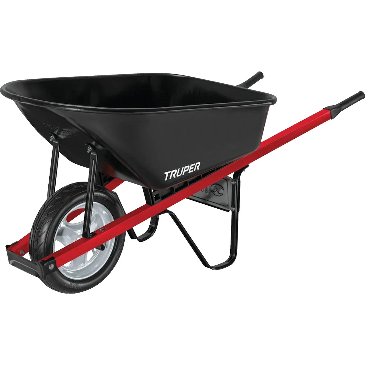 6 Cu. Ft. Steel Wheelbarrow With Flat Free Tire And Comfort Grip Handle