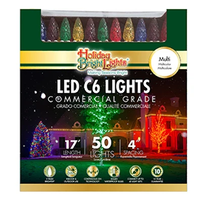 Christmas Led 50-light Set, C6, Multi-color, 16.3' Lighted Length