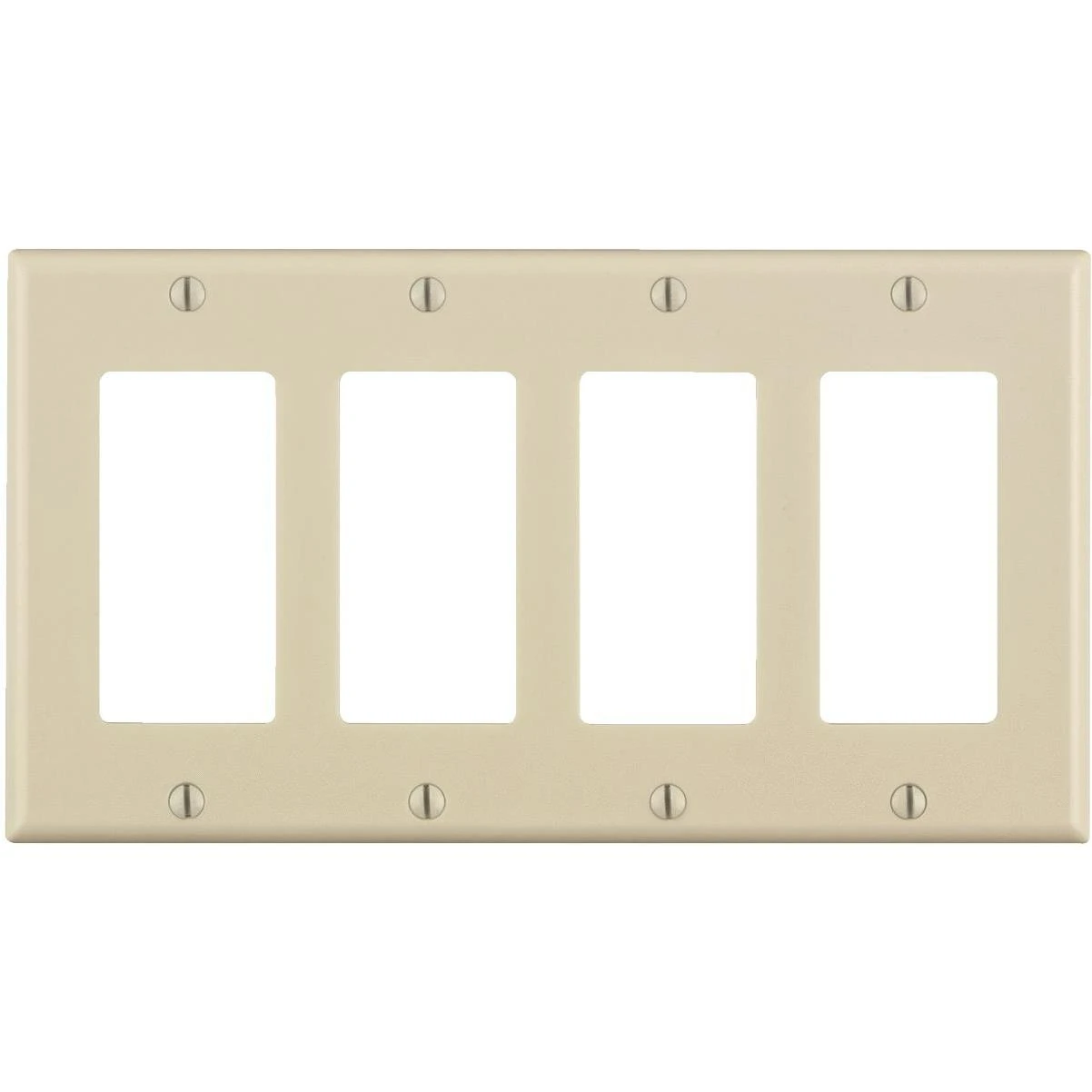 Decora 4-gang Smooth Plastic Rocker Decorator Wall Plate, Light Almond