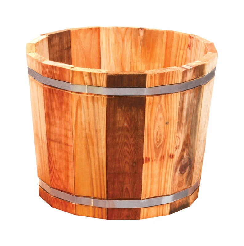 12 In. H X 15 In. W Cedar Whiskey Barrel Planter Natural - Made In Usa