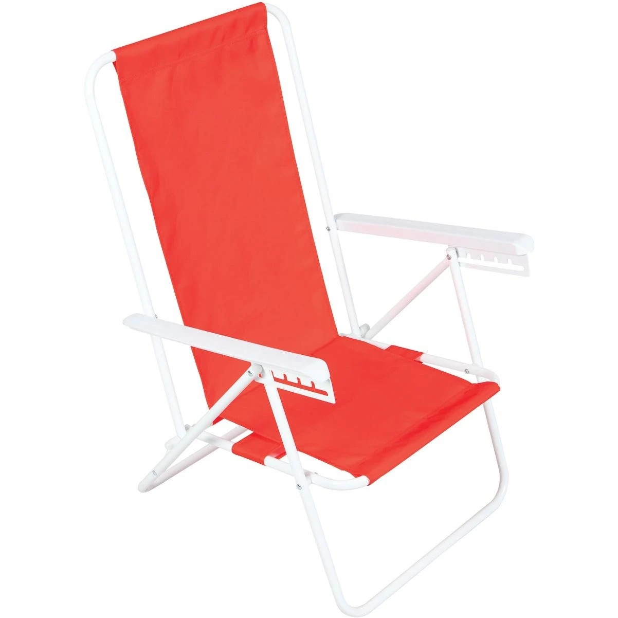 Wave 5-position Persimmon Red Steel Folding Beach Chair