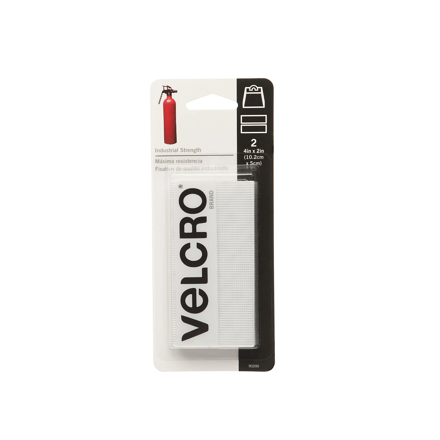 VELCRO Brand 90200 Hook and Loop Fastener, 2 in W, 4 in L, Nylon, White, Rubber Adhesive