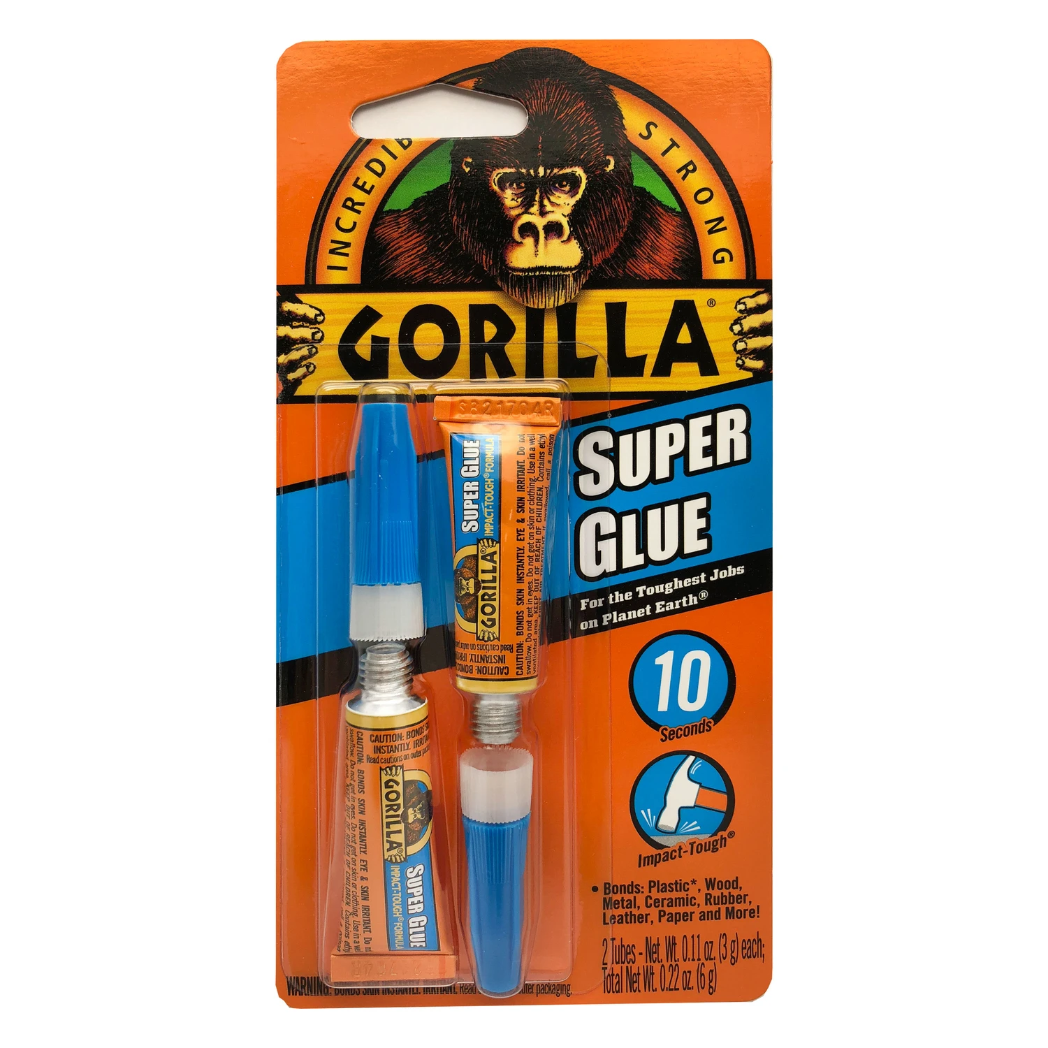 Gorilla 7800109 Super Glue, Straw/White Water, Liquid, Irritating, 3 g, Tube