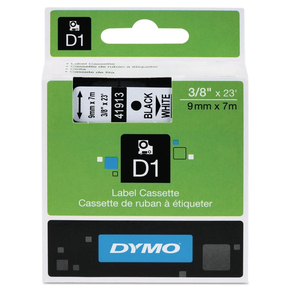 D1 High-performance Polyester Removable Label Tape, 3/8 In. X 23 Ft. Black On White