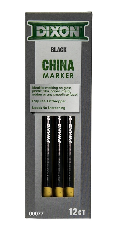 00077 China Marker, Black, 7 In Long, Non-toxic