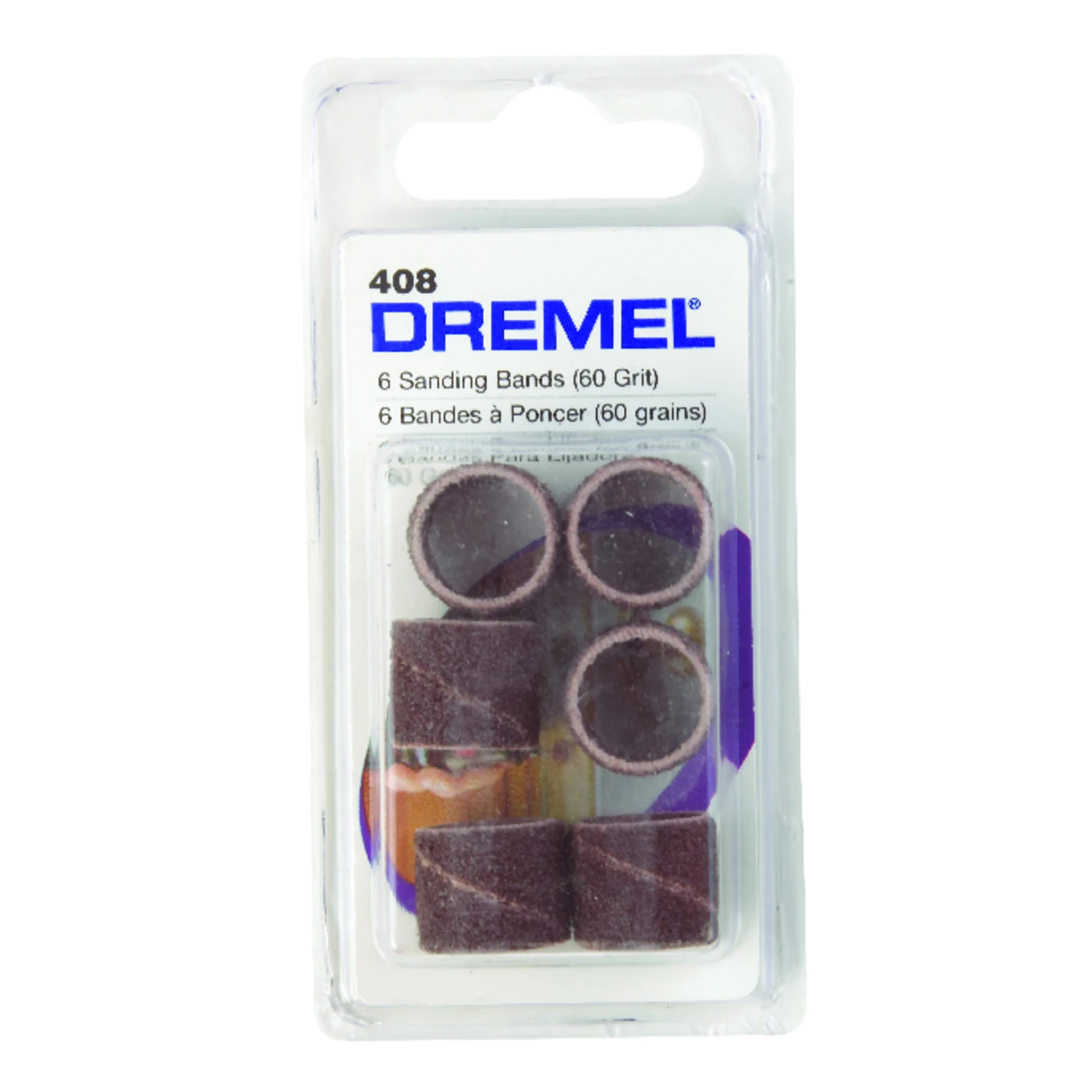 Dremel 408 Sanding Band, 1/2 in Dia Drum, 1/8 in Dia Shank, 60 Grit, Coarse, Aluminum Oxide Abrasive