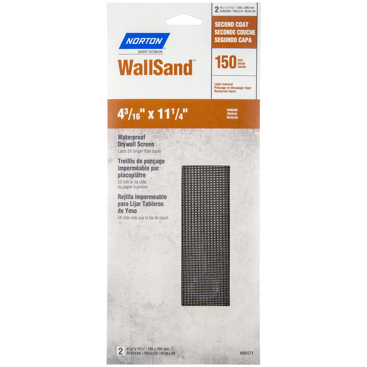 Wallsand 11-1/4 In L X 4-3/16 In W 150 Grit Fine Waterproof Drywall Screen 2 Pk