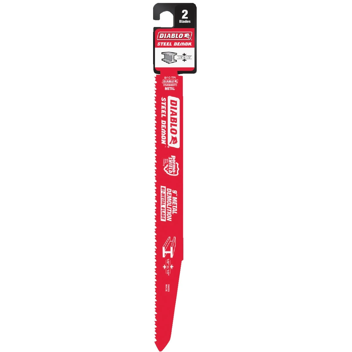 Steel Demon Reciprocating Saw Blade, 9 In., 8-10 TPI, 2-Pk.