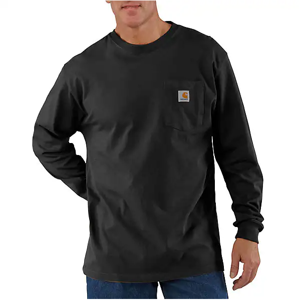 Pocket T-Shirt, Long-Sleeves, Black, XL