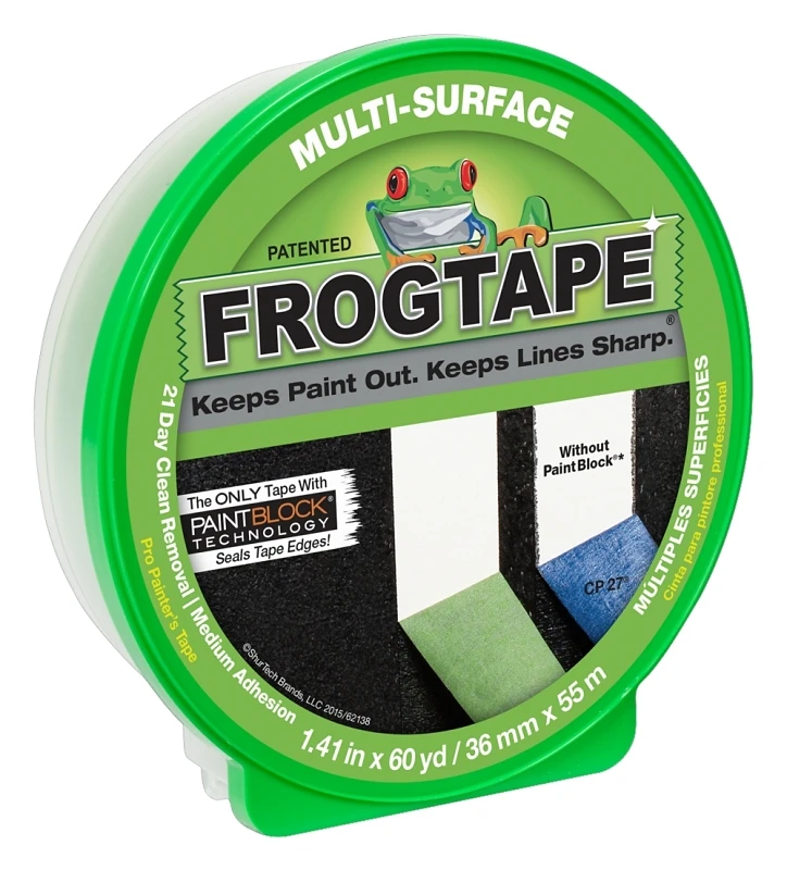 FrogTape 1358465 Painting Tape, 60 yd L, 1.41 in W, 5.7 mil Thick, Green