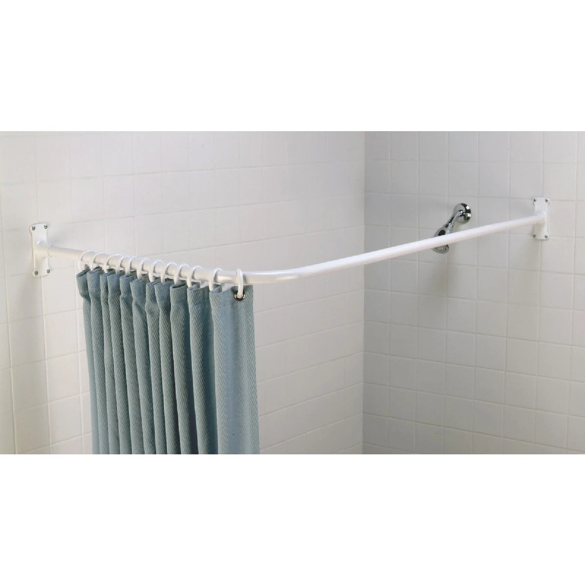 L-shaped Shower Rod, White, 28 X 66 X 5 Inches, Rustproof Aluminum