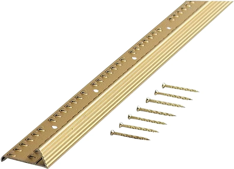 Fluted Carpet Gripper With Teeth, Satin Brass, 1.4 x 72 In.