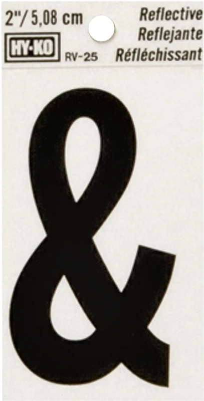 House Address Letter &, Reflective Black/Silver Vinyl, Adhesive, 2-In.