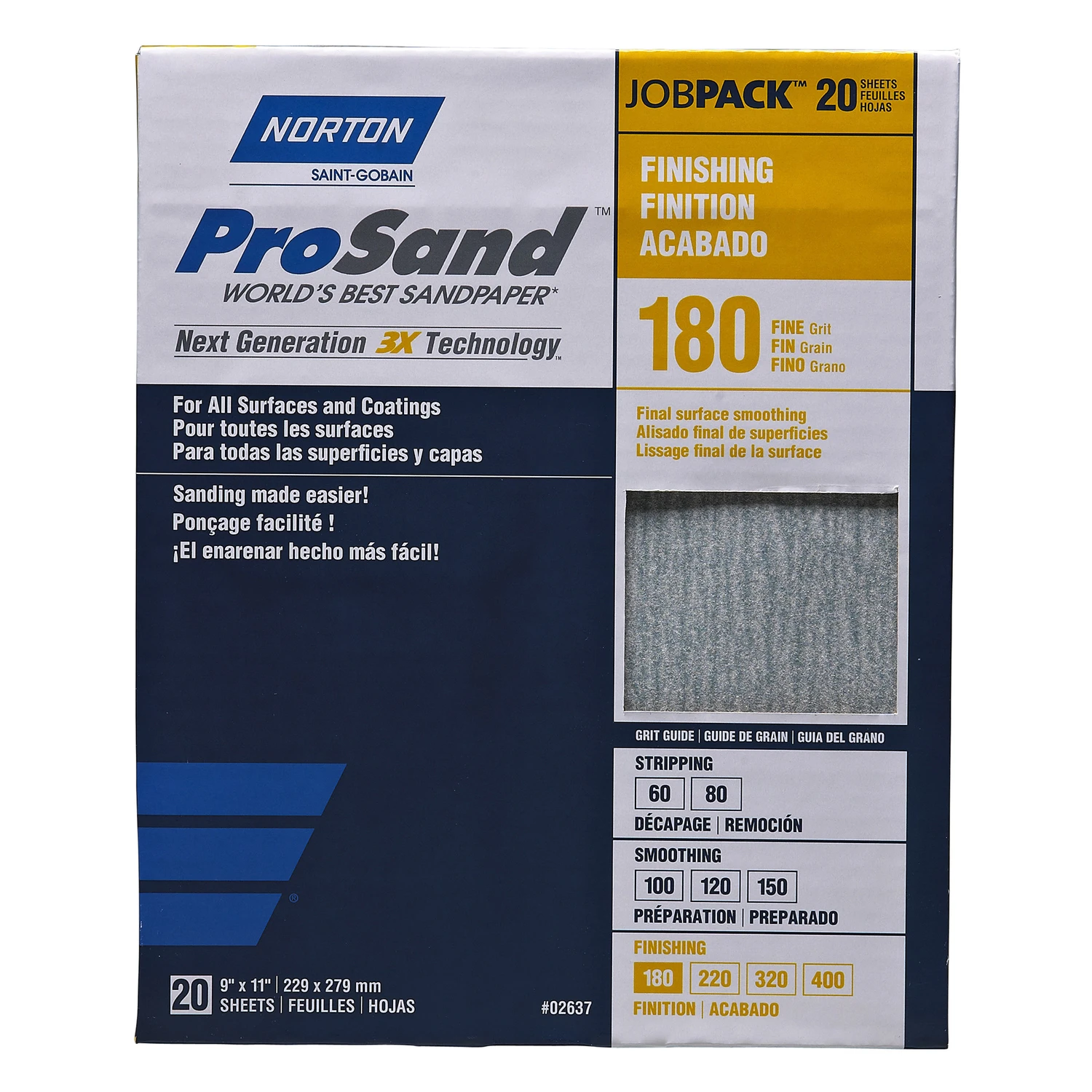 Prosand 11 In X 9 In 180 Grit Fine Aluminum Oxide Sandpaper 20 Pk