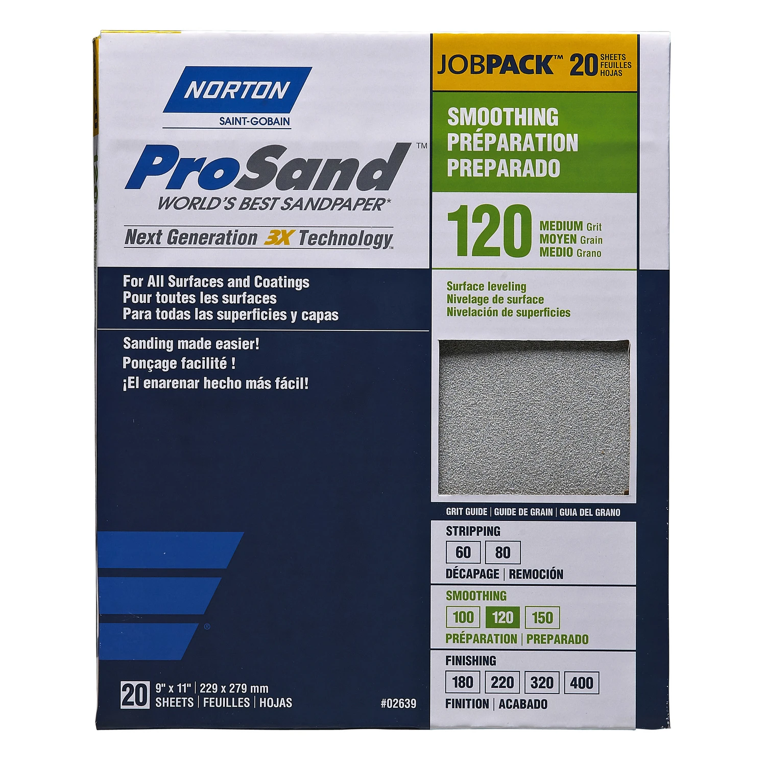 Prosand 11 In L X 9 In W 120 Grit Aluminum Oxide Sandpaper 20 Pk