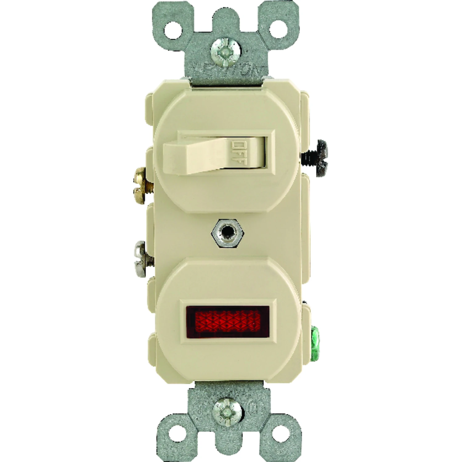 Leviton S03-05226-0IS Duplex Combination Switch, 12 A, 120/277 V, Lead Wire Terminal, Thermoplastic Housing Material