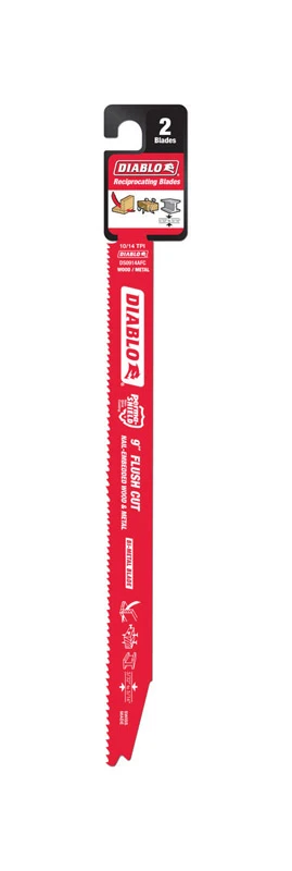 Reciprocating Saw Blade, Bi-Metal, 9-In., 10-14 TPI, 2-Pk.