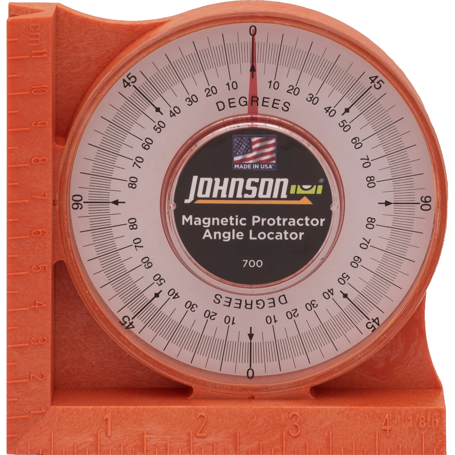 Johnson Level - Magnetic Angle Locator Tool in Orange for Precise Angle Measurement