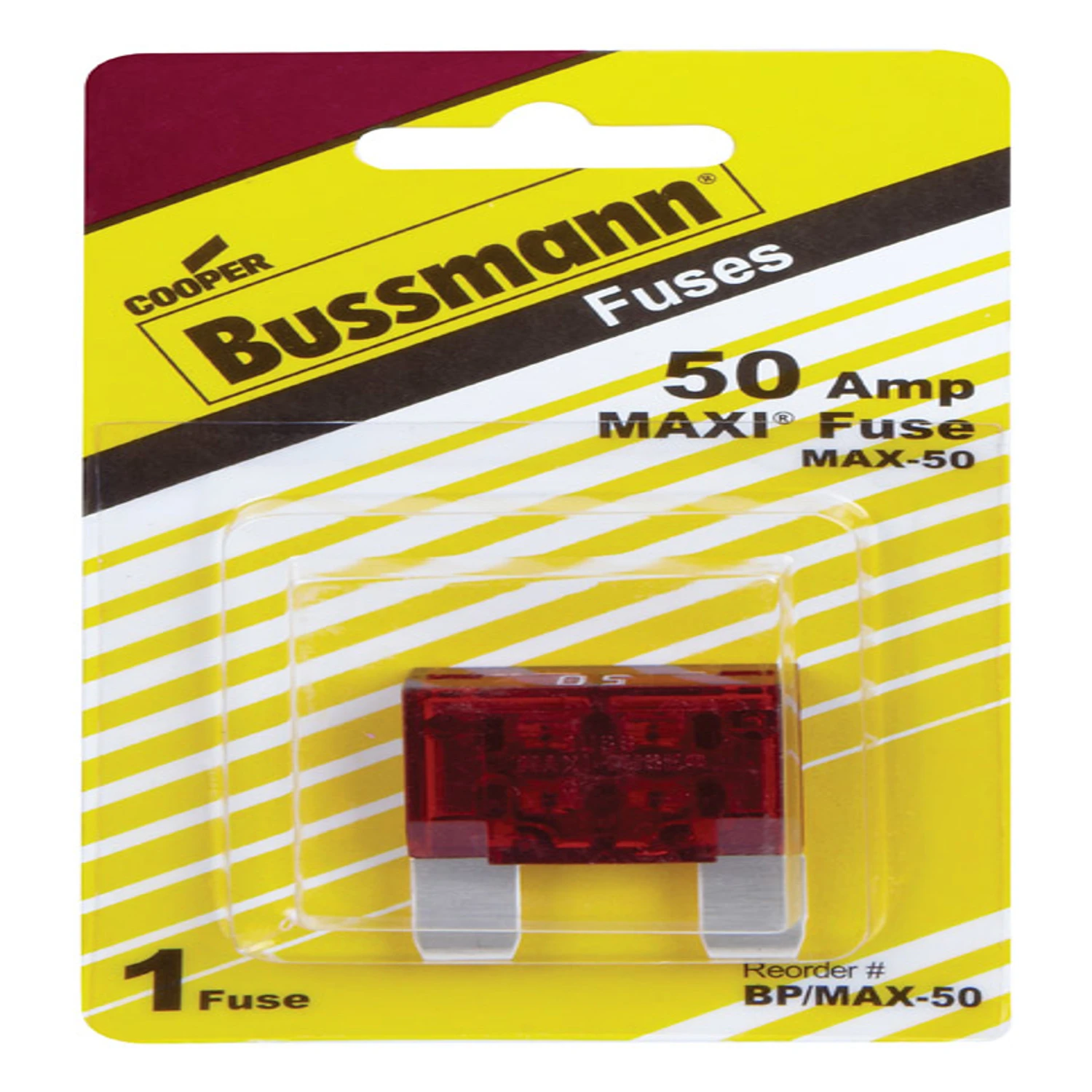 Bussmann MAXI BP/MAX-50-RP Automotive Fuse, Fast Blow Fuse, 32 VDC, 50 A, 1 kA Interrupt