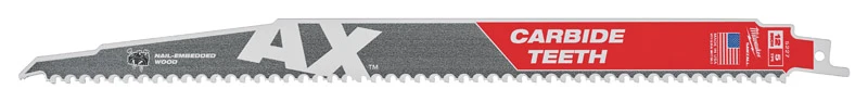 Milwaukee THE AX 48-00-5227 Reciprocating Saw Blade, 12 in L, 5 TPI, Carbide Cutting Edge