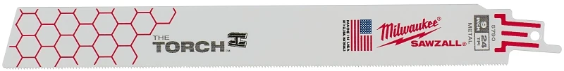 Milwaukee The Torch 48-00-5790 Reciprocating Saw Blade, 1 in W, 9 in L, 24 TPI, Bi-Metal Cutting Edge