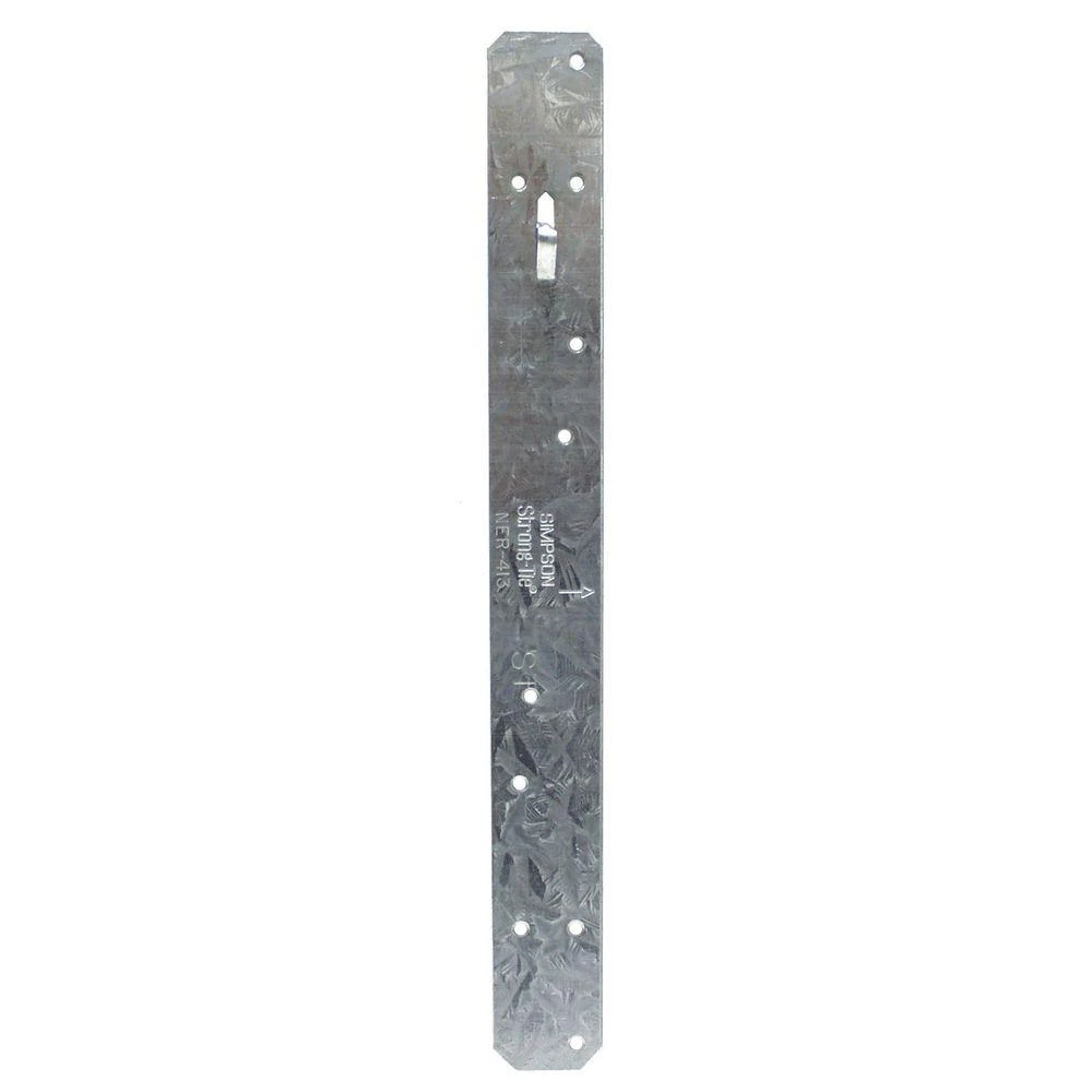 Strap Tie Connector, 16 Gauge Steel, 1.25 x 17.75 In.