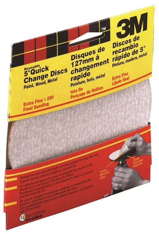 Hook-and-loop Quick Change Sanding Discs, 220-grit, 5-inch, 5-pack, Model 9140dc-na
