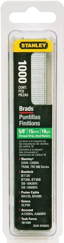 18 Ga. X 5/8 In. L Steel Brad Nails 1000 Pk For Electric Nailers