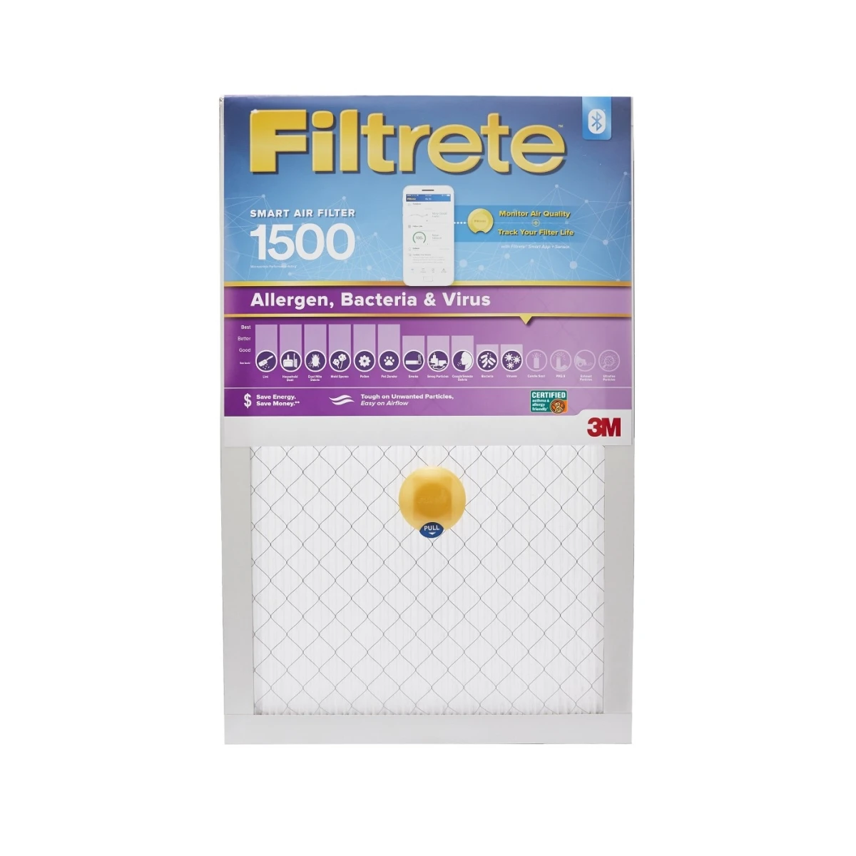 16x25 x 1 In. Smart Bluetooth Air Filter, 1500 Rating