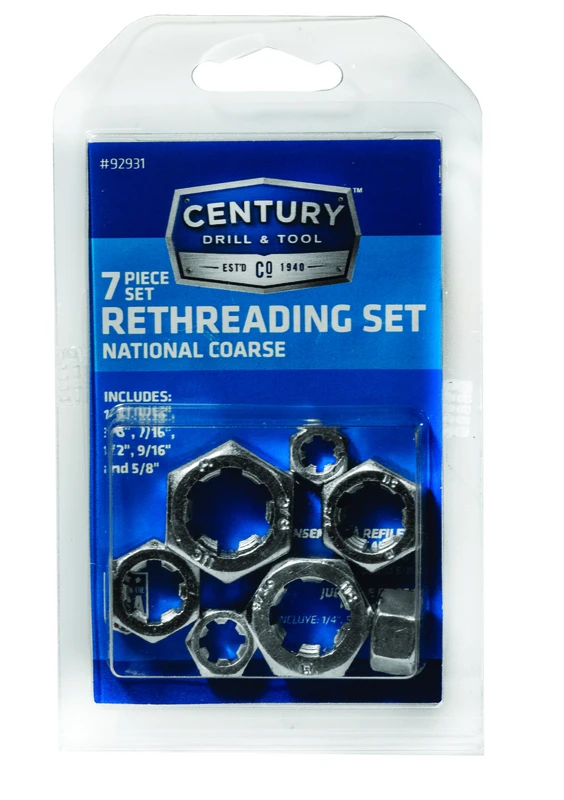 Rethreading Die Set, Right Hand, Fractional, High Carbon Alloy Steel, 7-Pc.