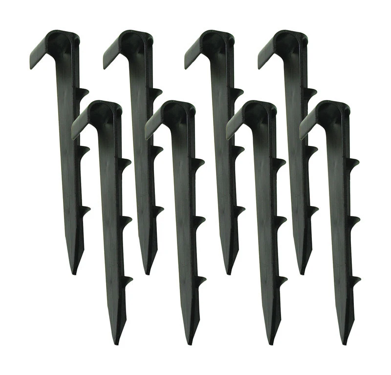 Universal Tubing Hold-Down Stake, Cleated Plastic, 6 in., 8-Pack