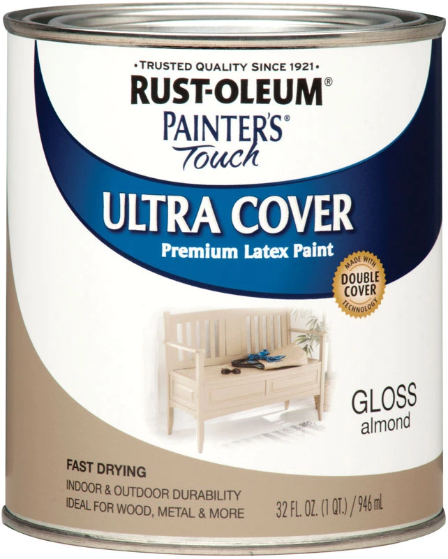 Rust-Oleum 1994502 Painter's Touch Ultra Cover Latex Paint, Almond Gloss, Qt. Rust-Oleum 1994502 Painter's Touch Ultra Cover Latex Paint, Almond Gloss, Qt.