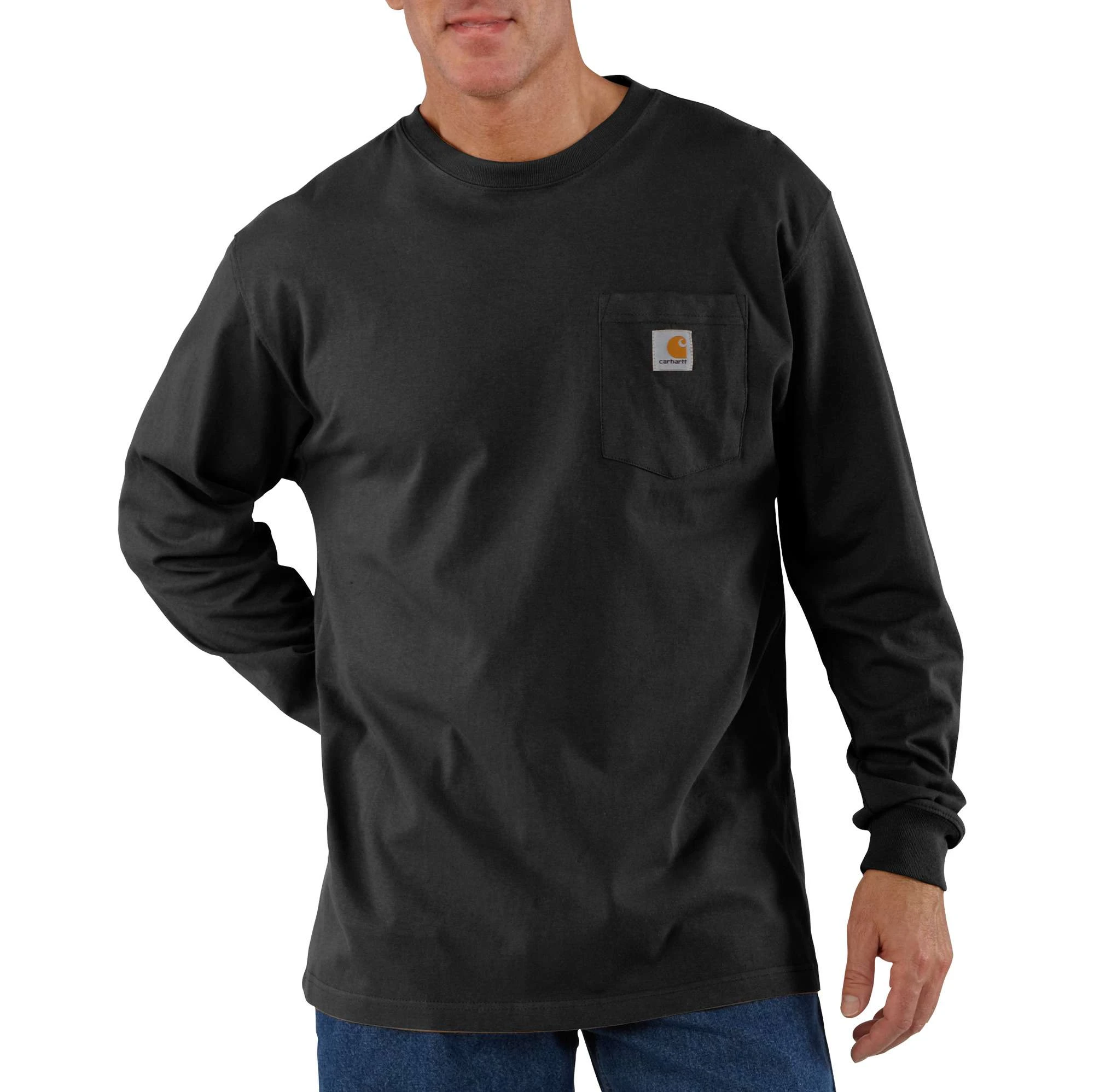 Pocket T-Shirt, Long-Sleeves, Black, Large