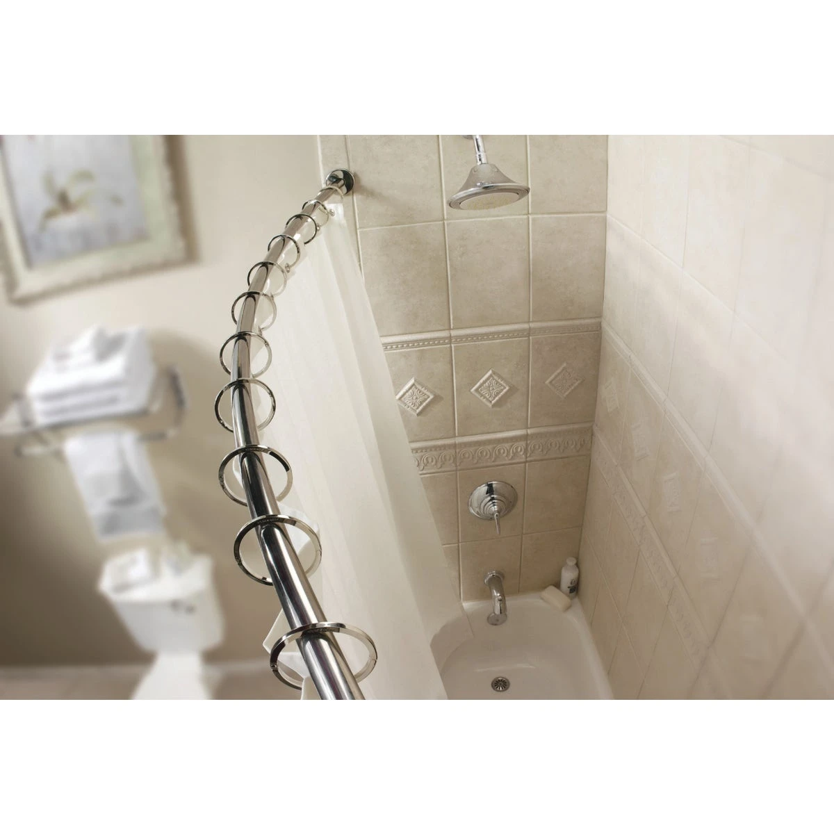 Dn2160bn Adjustable Curved Shower Rod 54 In. To 72 In. Brushed Nickel