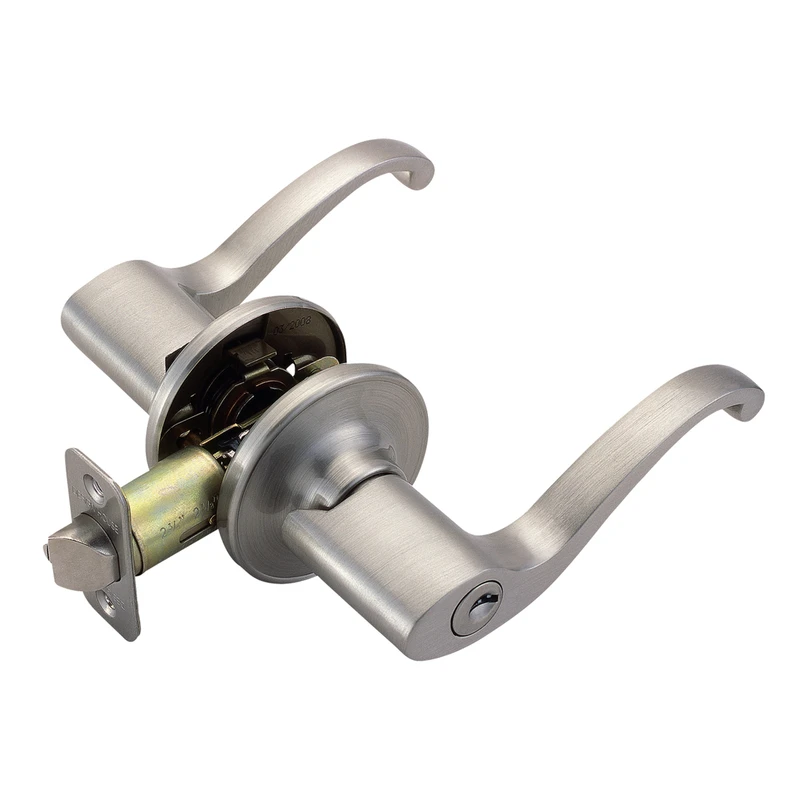 784918 Satin Nickel Scroll Entry Lever With 2-way Latch And Adjustable Backset