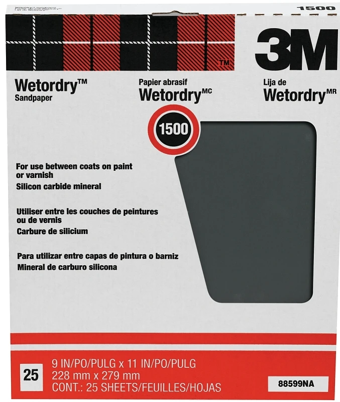 88599 Pro-pak Wet/dry Sandpaper, 9 X 11 In., 1500 Grit, Pack Of 25 Sheets
