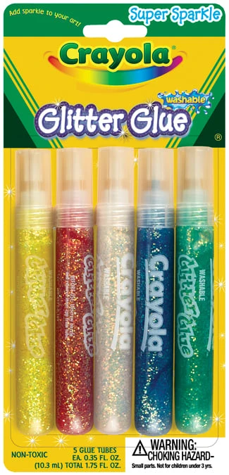 "Crayola Washable Glitter Glue, Tropic Shine, 5/Per Pack (69-3505)"