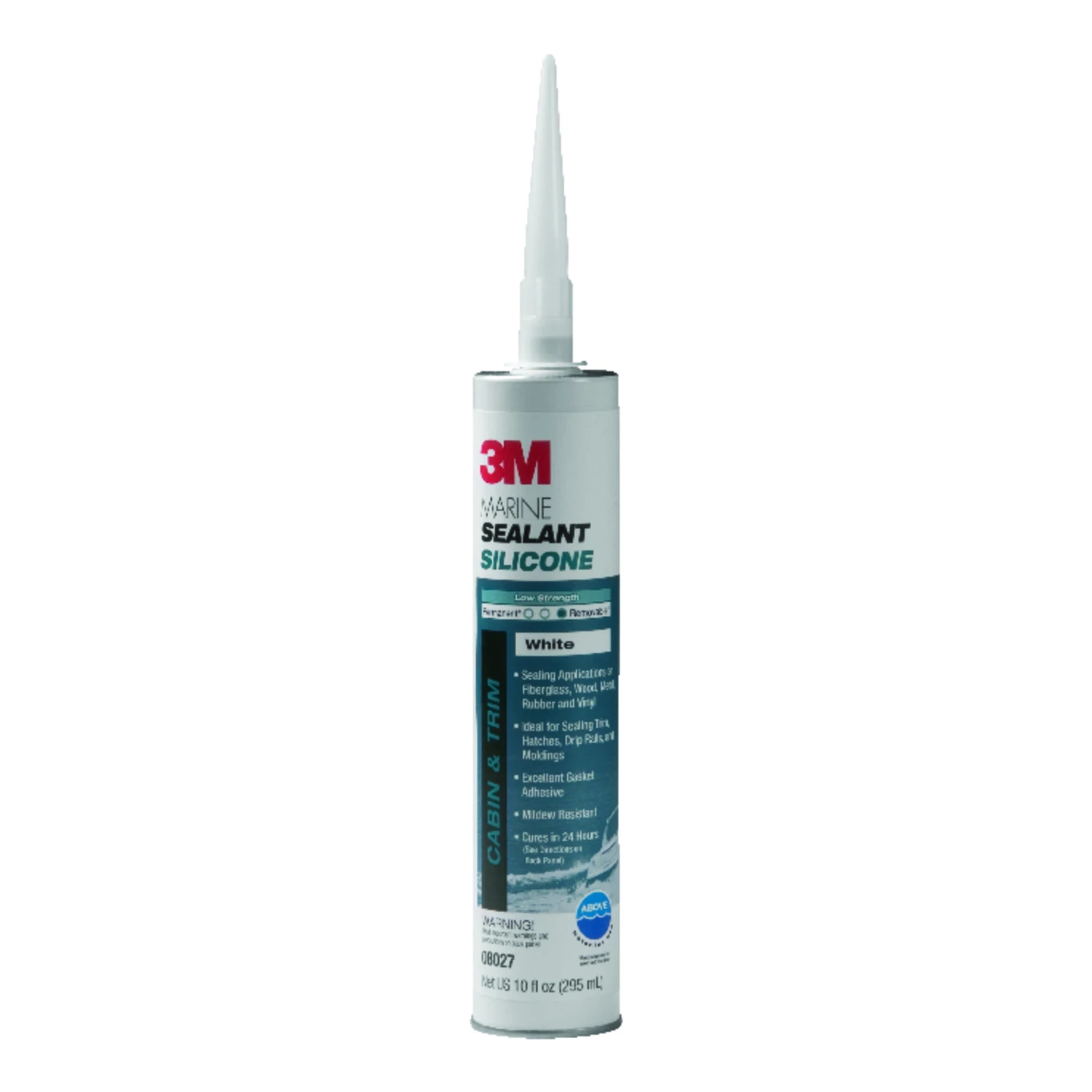Marine Grade Silicone Sealant 10 Oz - Mildew Resistant, White, Model 8027