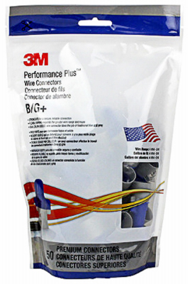 3m Performance Plus Large Wire Connector 50-pack, 14-6 Awg, Blue/gray Skirt, B/g+