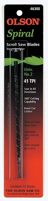 5 In. Carbon Steel Spiral Scroll Saw Blade 41 Tpi 12 Pk, Model Sp46300