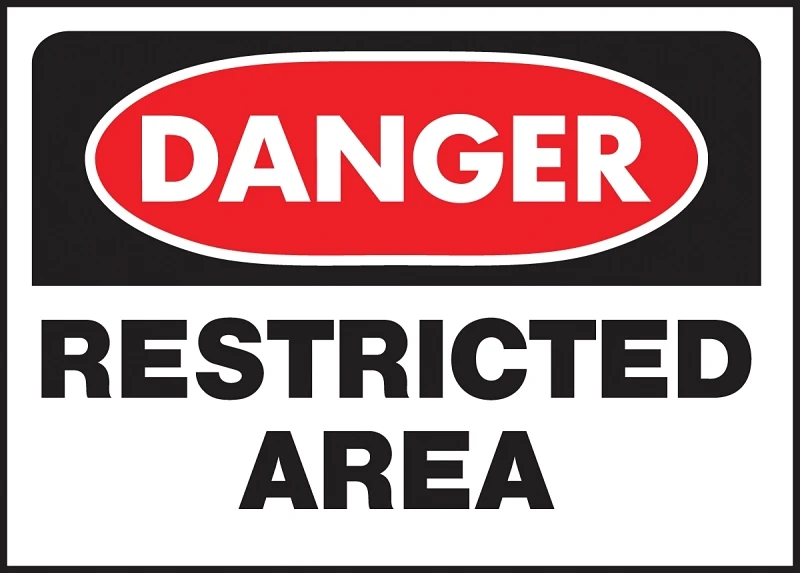 Sign, Danger Restricted Area , Red/Black Polypropylene, 10 x 14-In.