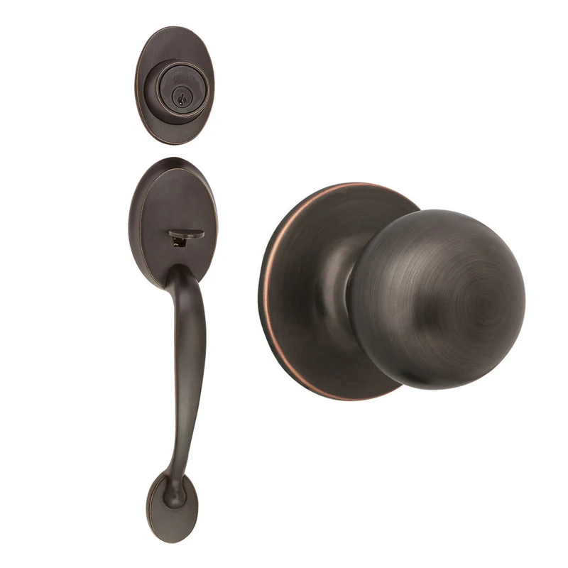 Coventry Oil Rubbed Bronze Handleset With Ball Knob And Deadbolt