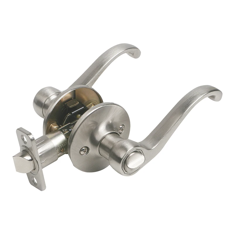 781823 Satin Nickel Scroll Privacy Lever With Adjustable Backset