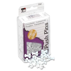 Clear Push Pins, 7/16 Inch, Box Of 100