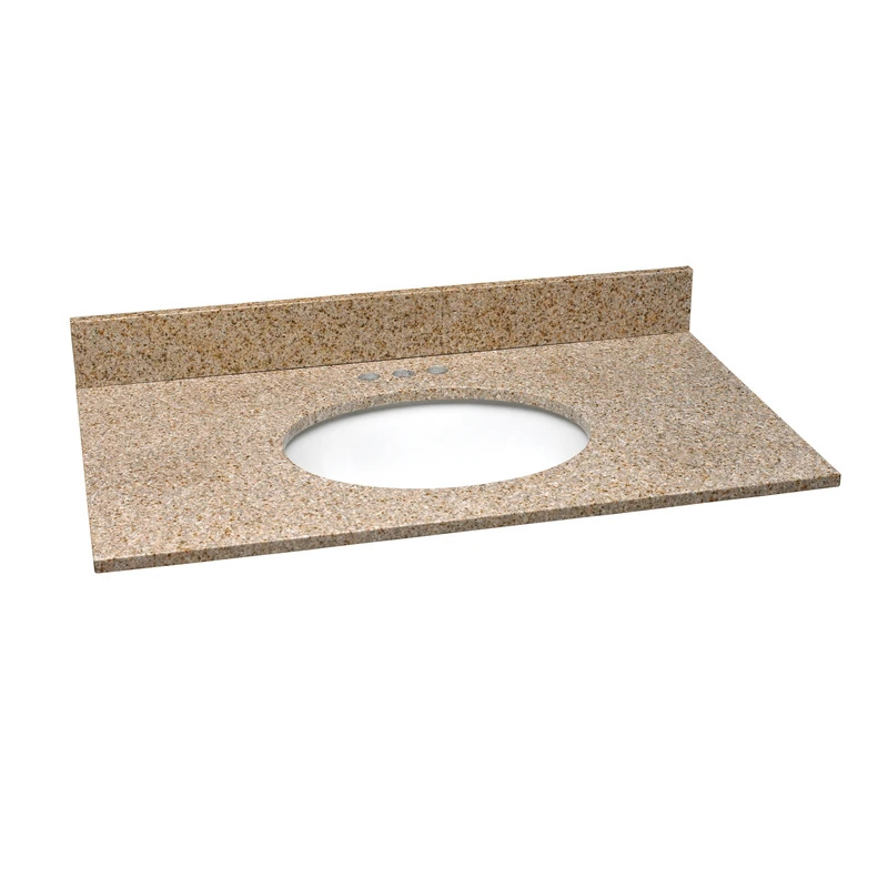 37-inch Single Bowl Granite Vanity Top In Golden Sand With White Bowl