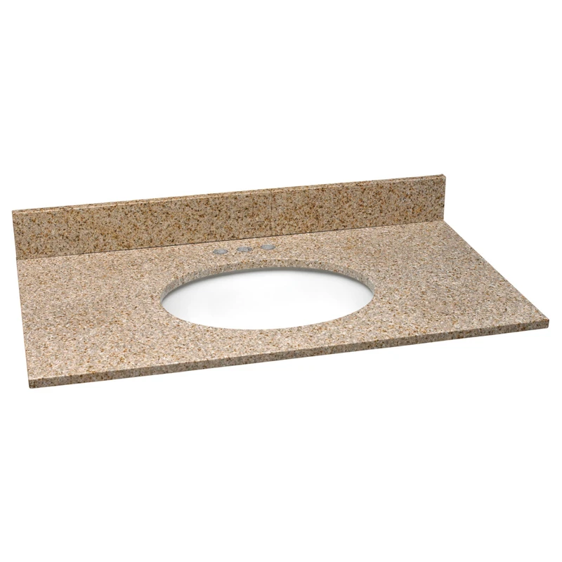 31-inch Single Bowl Granite Vanity Top In Golden Sand With White Bowl
