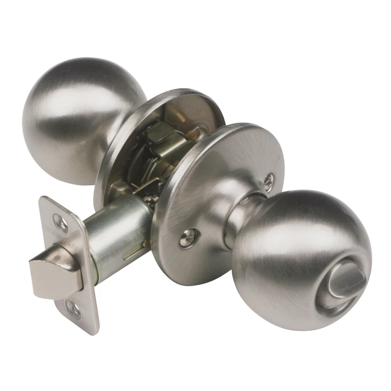 Pro Series Satin Nickel Ball Privacy Door Knob With Adjustable Backset