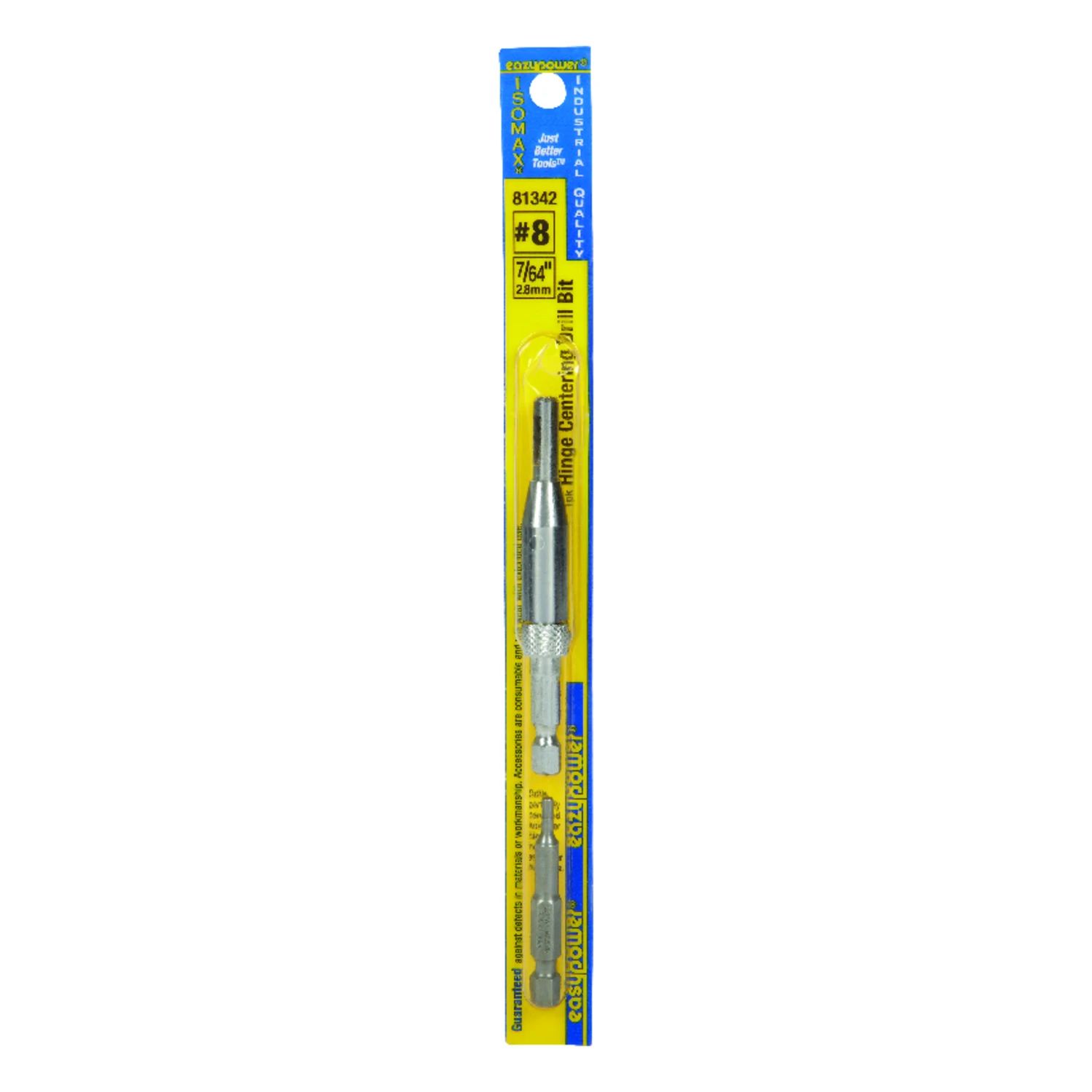 81342 #8 Hinge Centering Bit, 7/64 In Dia, Spring Loaded, Steel Drill Guide