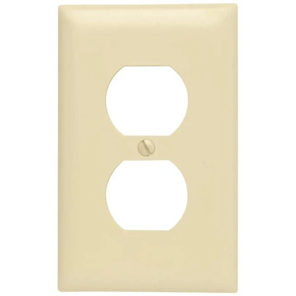 Pass & Seymour Wall Plate, 1-Gang Duplex Outlet, Ivory Nylon